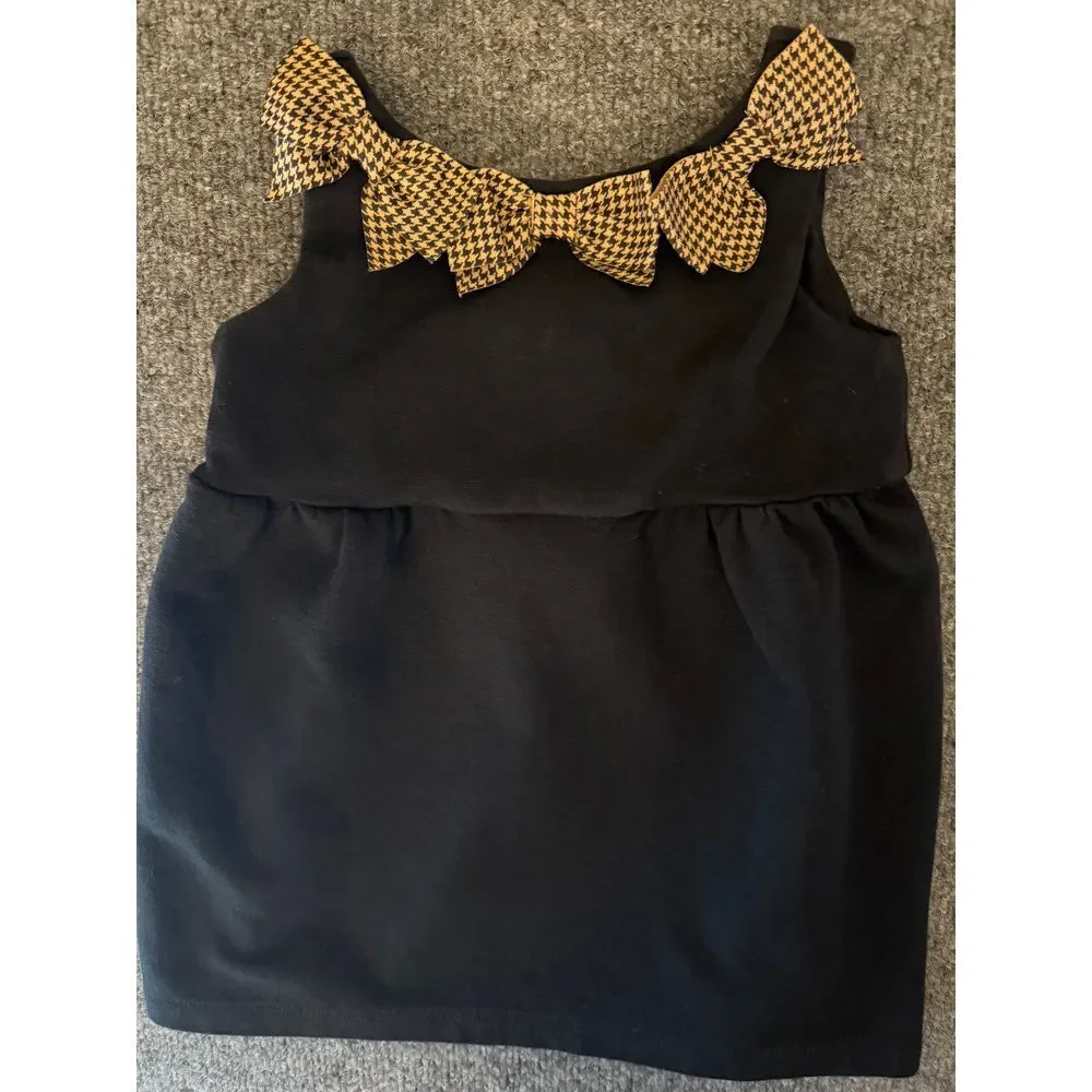 Janie and‎ Jack Houndstooth Bow Ponte Dress Baby Girls 12-18m Butterscotch Belle